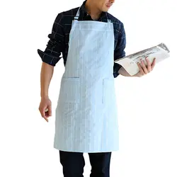 2019 кухонный фартук в полоску нагрудник регулируемый Фартук с карманами домашняя одежда для приготовления выпечки ресторана Pinafore