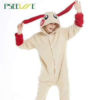 

Kigurumi Adult Women Men Pajama set red rabbit onesie Winter polar fleece Nightie cute Sleepwear Cartoon Nightwear Onepiece