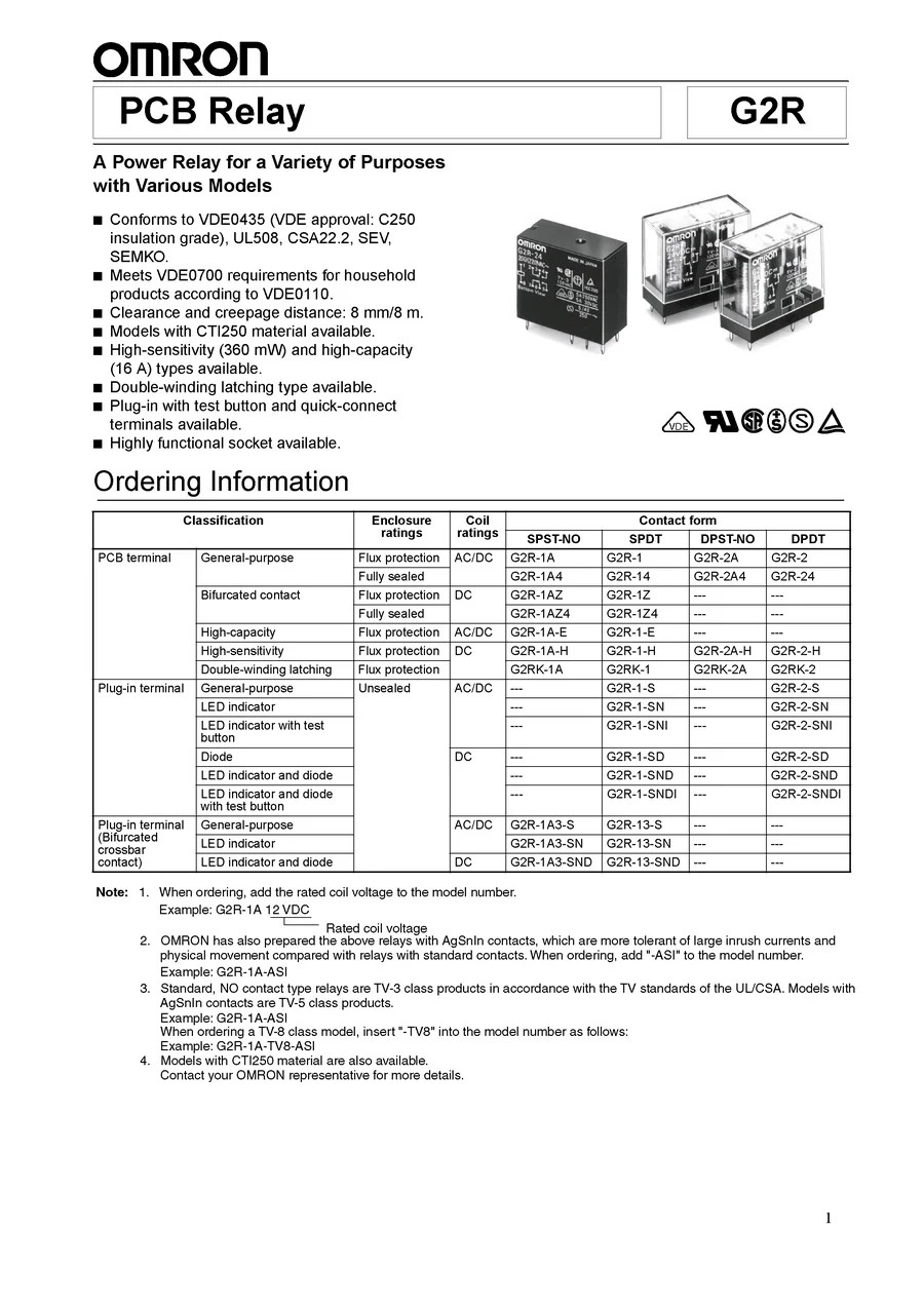 (50 шт./лот) 16 amp SPDT Мощность реле, g2r-1-e 24 В DC