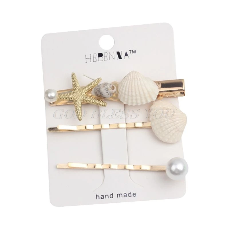 3Pcs/Set Minimalist Women One Word Hairpin Spiral Seashell Conch Romantic Styling Hair Clip Wedding Beach Party Hair Accessories - Цвет: 10