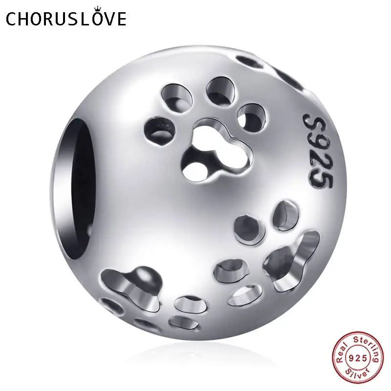 

Choruslove Original Authentic 925 Sterling Silver Pet Paw Charms Beads fits Pandora Bracelets and Necklaces SS2460