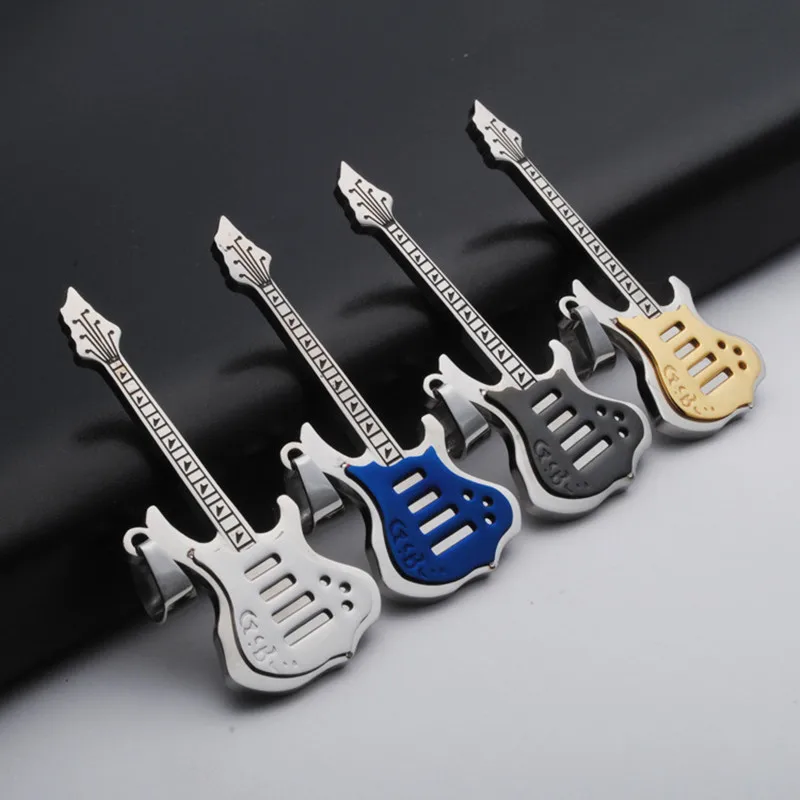 2016 new men's stainless steel guitar necklace pendant jewelry jewelry