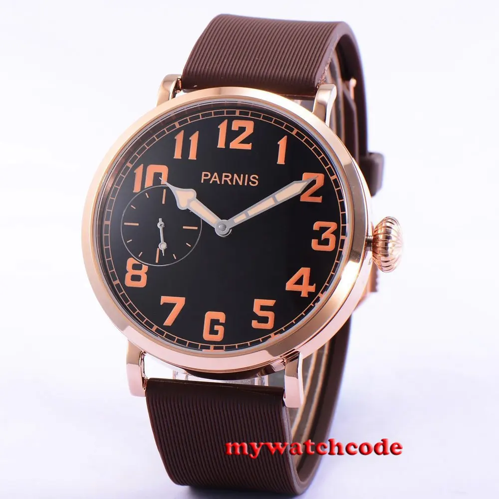 polished 46mm parnis black dial Rose Gold 6497 hand winding mens watch P405B polished 46mm parnis black dial Rose Gold 6497 hand winding mens watch P405B