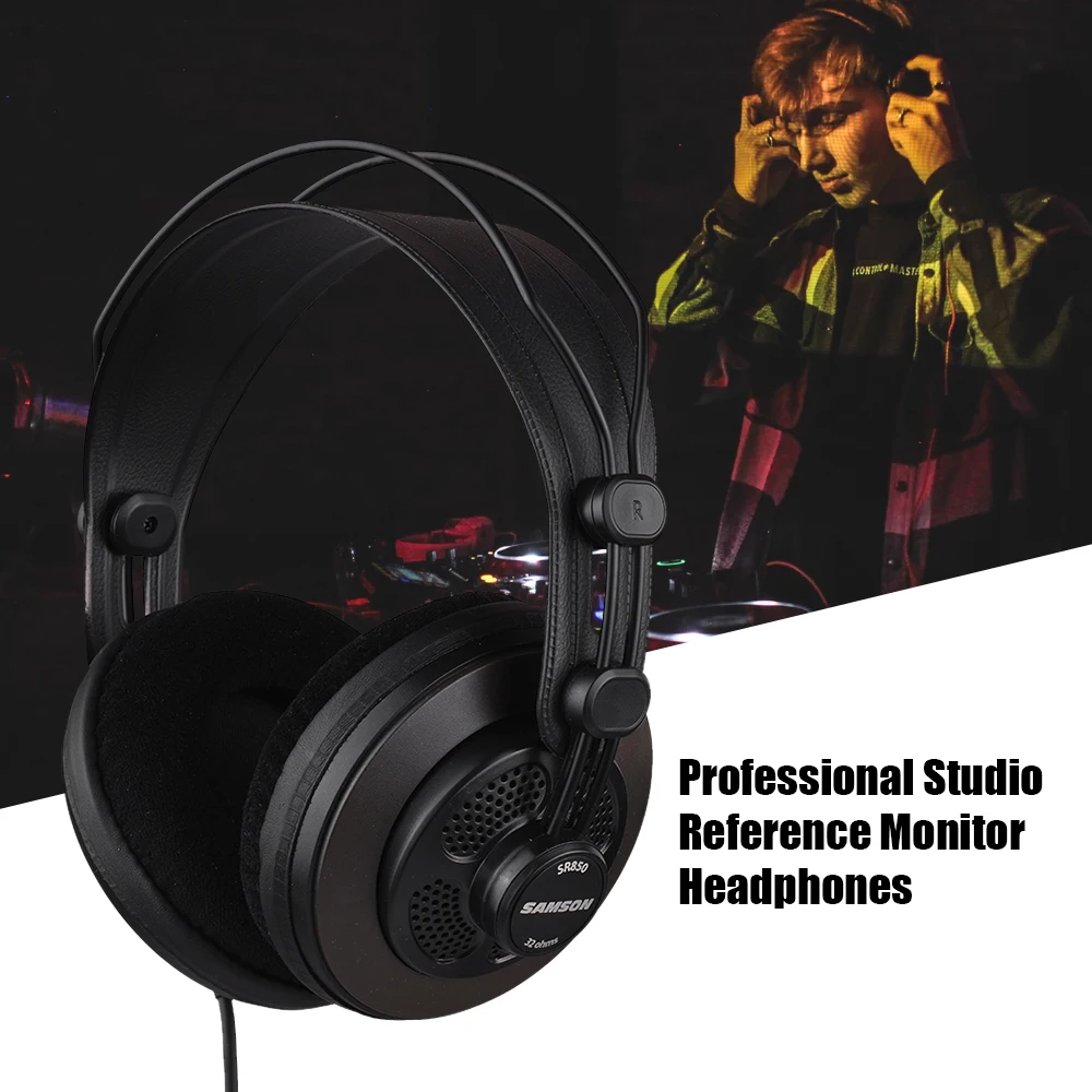 

SAMSON SR850 Headphones Studio Reference Monitor Dynamic Headset Semi-open Design for Music Appreciation Game Playing DJ