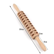 Деревянная Скалка из бука, тиснение, выпечка, печенье, лапша, торт, тесто, Рождественская елка, ролик MU