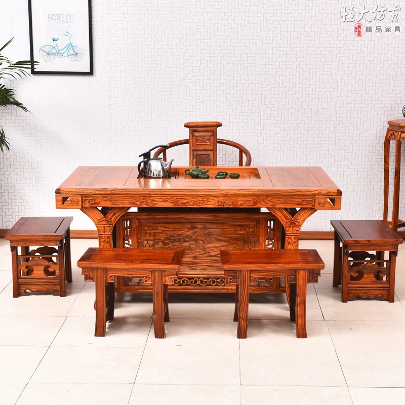 

teaside Chinese antique tea table tables and chairs combination of solid wood coffee carved Ming Specials end