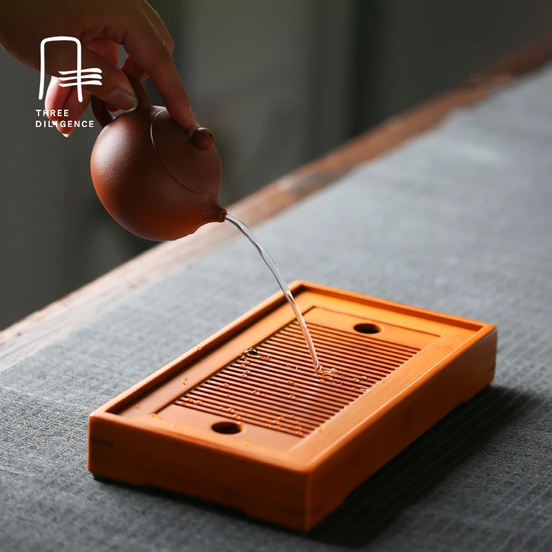 Tea accessories RectangleBamboo Tea Tray Chinese Solid Tea Board Household Tea Plate Table