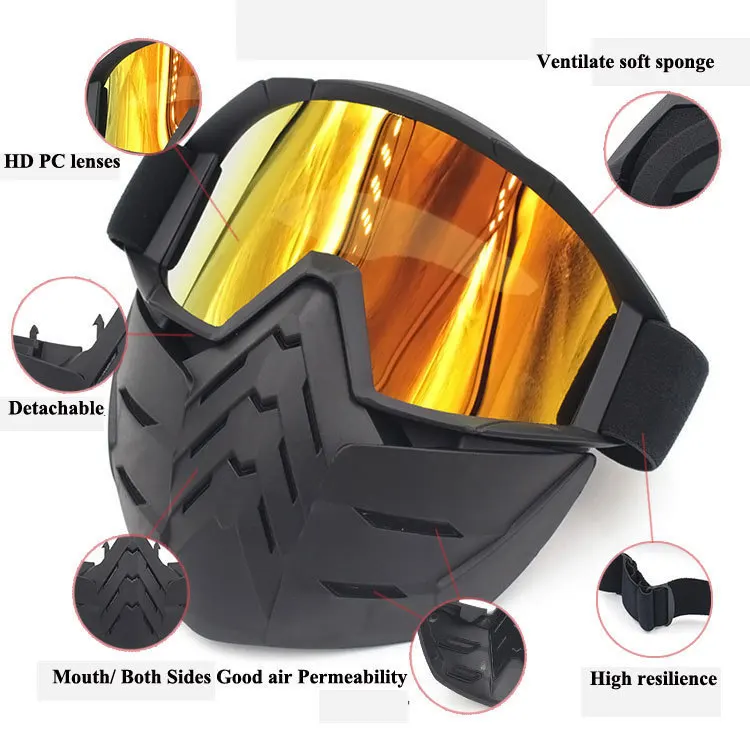 

SAIEOSYU Antiparras Motorcycle Goggle Dirt Bike Motocross Goggles Anti-Distortion DustProof Anti Wind Eyewear with Face Mask