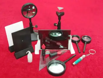 

Optical lens experiment set with prisms aperture plane mirror convex/concave lens magnifier experimental equipment