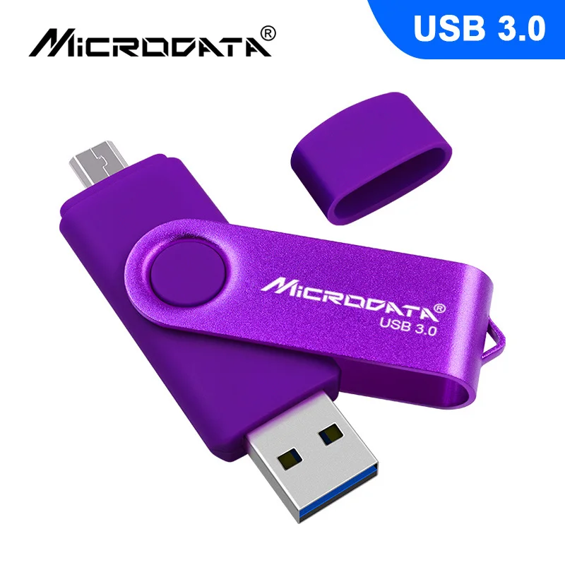 USB 3,0 OTG флеш-накопитель высокоскоростной USB флеш-накопитель 128 Гб 64 Гб Внешняя память USB Флешка 32 Гб 16 Гб микро USB флешка - Цвет: Фиолетовый