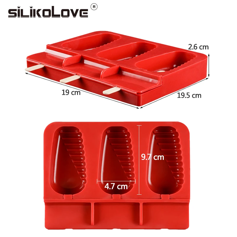 Силиконовые формы SILIKOLOVE с 3 полостями, в форме полосок, забавные и оригинальные формы для мороженого с наклейками, формы для мороженого