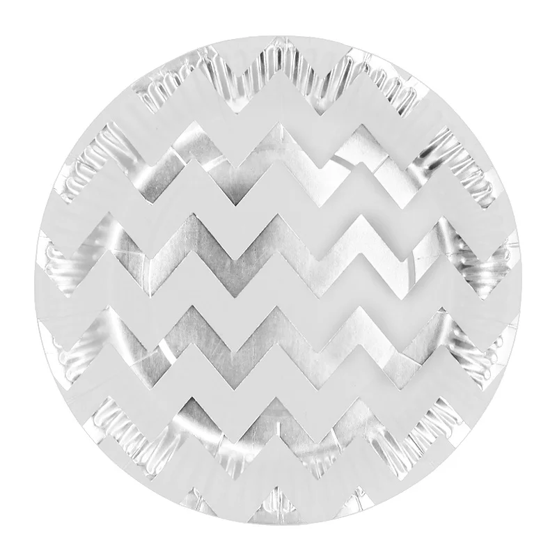 Silver wave 10pcs День рождения для детей для вечеринки розовый/синий золотой фольги бумажные тарелки салфетки под чашки вечерние DIY украшения одноразовые столовые приборы - Цвет: Silver wave 10pcs