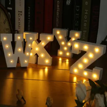 

Wedding Event Decoration Gifts White Wooden Letter LED Marquee Sign Alphabet Light Indoor Wall Light Up Night Light