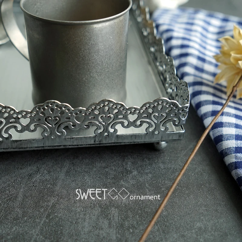  SWEETGO Silver square trays candy plate cake decorating tools vintage style kitchen dinnerware bake