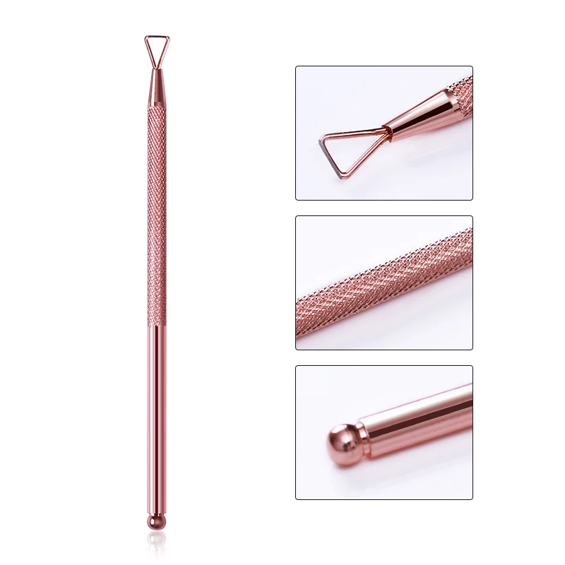 

1 Pc Rose Gold Stainless Steel Stick Rod UV Gel Remover Nail Cuticle Pusher Anti-skid Nail Art Tool