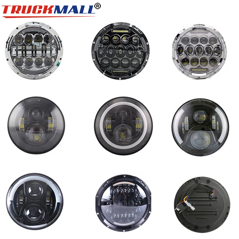 

For Lada Niva 7 Inch Led Headlight Hi/Low Beam Light Halo Angle Eyes DRL HeadLamp For Jeep Wrangler Off Road 4x4 Suzuki Samural