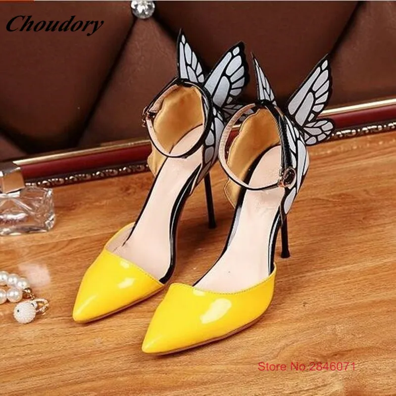 

Choudory NEW Butterfly Wings heels Summer Fashion Bridal Shoes Sexy Valentine Sandalias Mujer Pointed Toe Wedding Shoes escarpin