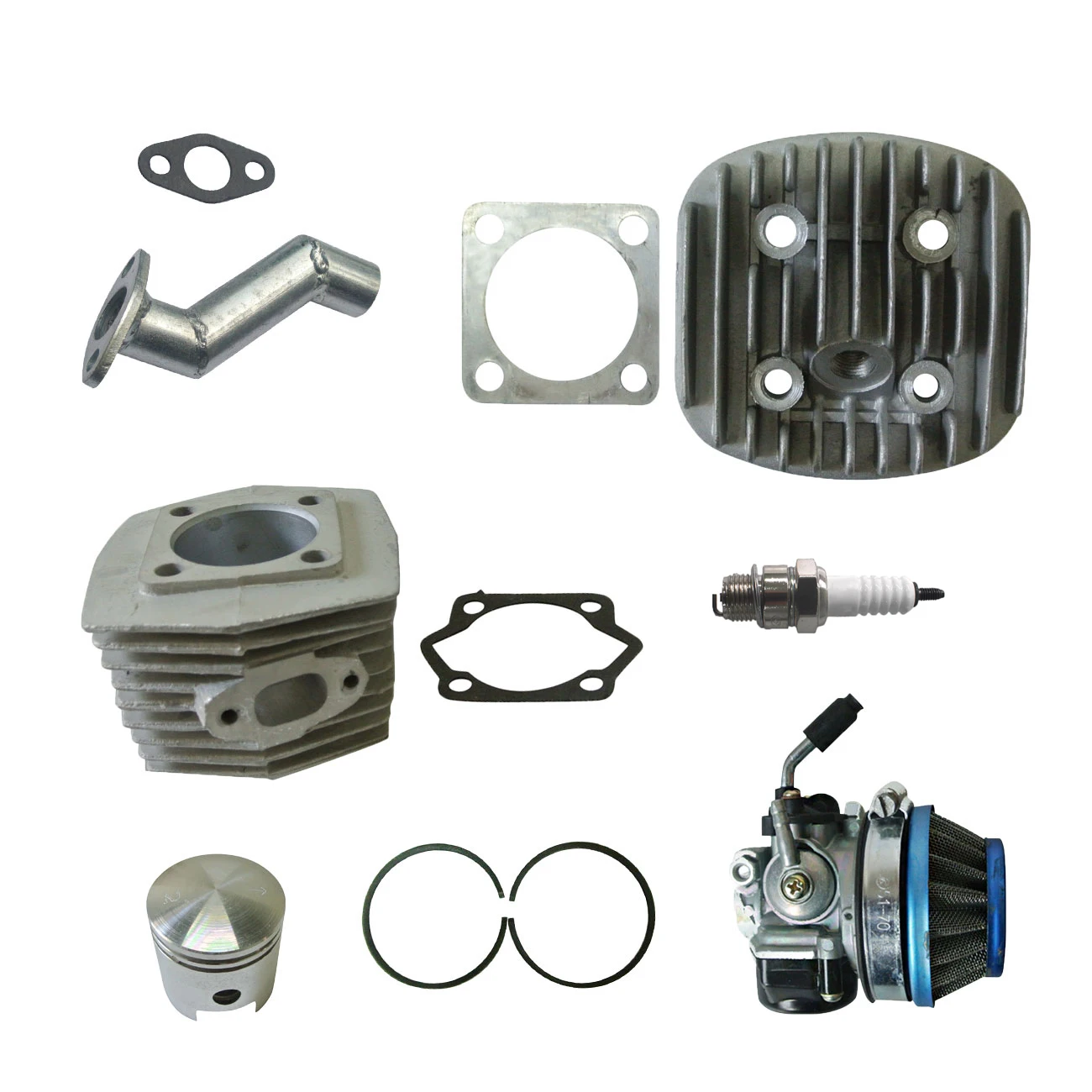 

Cylinder Head&Cylinder&Carburetor &2xPiston Ring Fits 66/80cc 2 Stroke Engine Motorized Bicycle