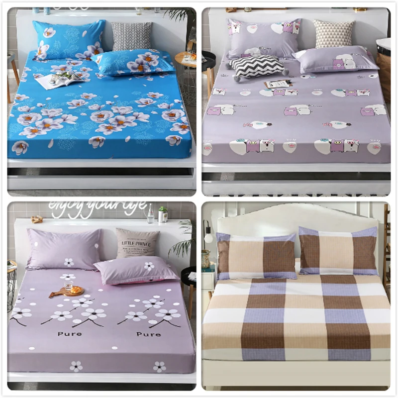 

1.2m/1.35m/1.5m/1.8m 1pcs Fitted Sheet Mattress Cover Four Corners With Rubber Elastic Band Adult Kids Child Bed Linens Bedsheet