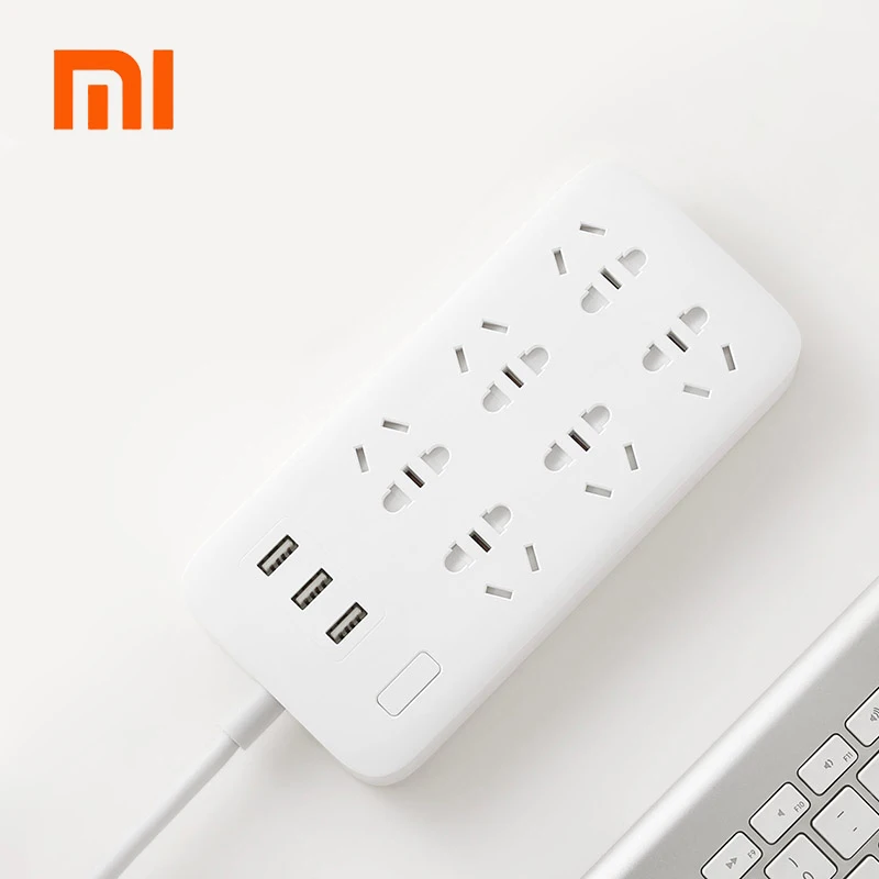 100% оригинал Xiaomi Smart Мощность полосы 2.1A быстрой зарядки 3 USB Электрический удлинитель штекер 6 Стандартный гнездовой адаптер США