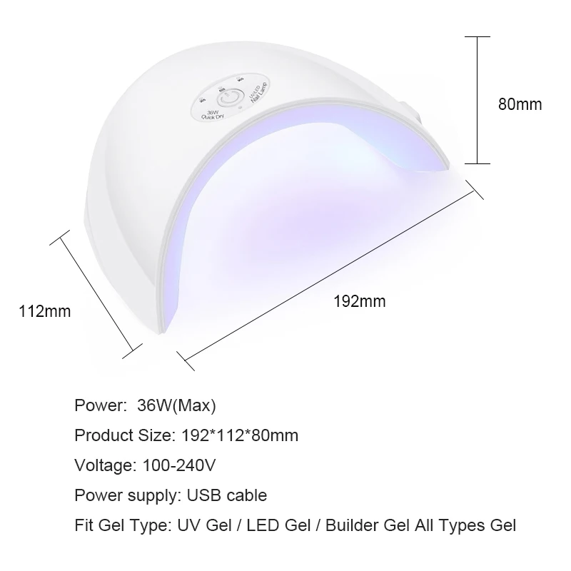6 Вт 36 Вт Сушилка для ногтей Светодиодный УФ-лампа Micro USB Гель-лак отверждающая машина для домашнего использования Инструменты для дизайна ногтей для ламп - Цвет: 36W  02