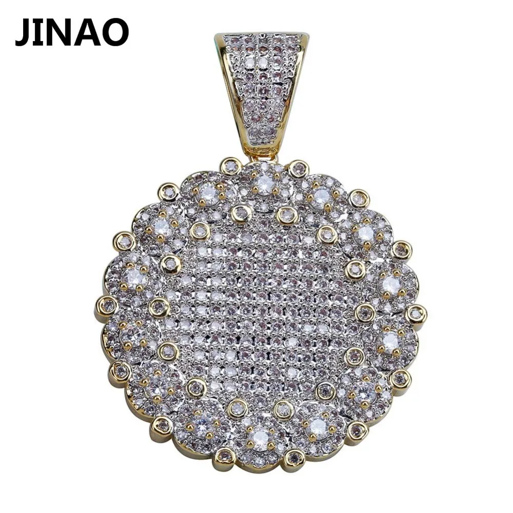 Хип-хоп ювелирные изделия Круглый кластер медальон золото ожерелье с подвеской Золото Серебро Цвет Bling AAA кубический циркон для мужчин и женщин подарок
