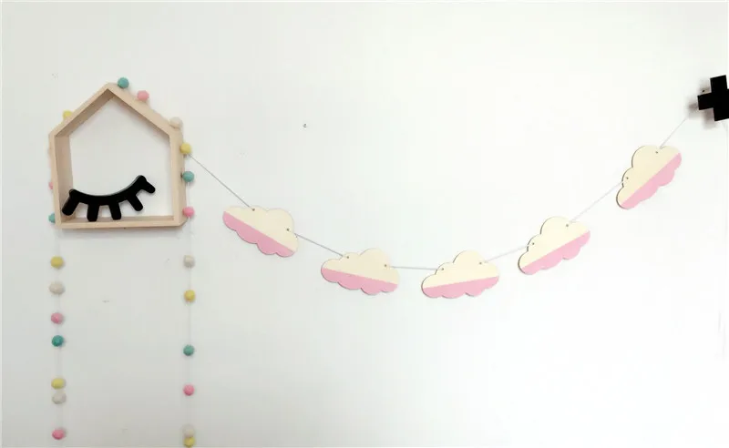 INS Cloud Love Wood Chip Set Children's Room Decoration Banner | Дом и сад