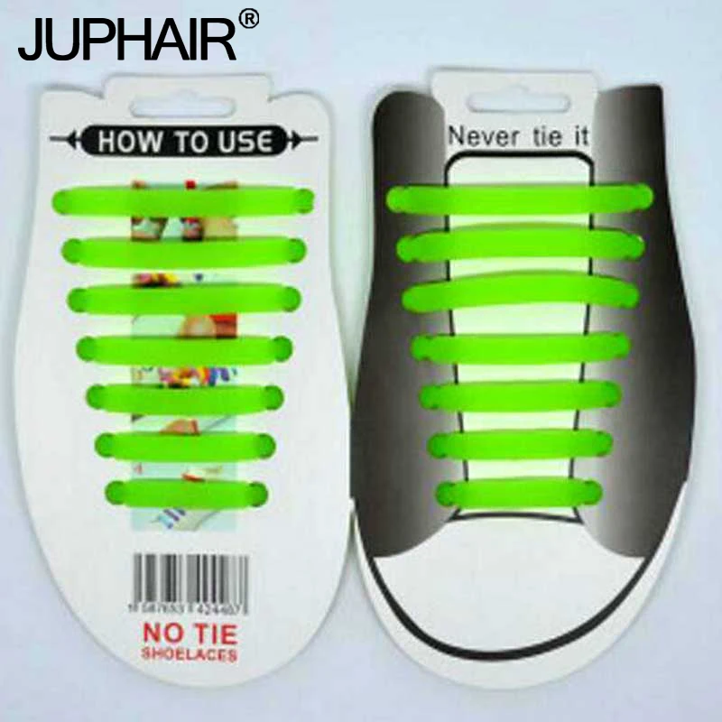 

JUP 1-12 Sets(14Root/Set) Luminous Green Shiny Lazy Shoelace Flat Fluorescent Laces Buckle Sports Shoelace Elastic Mens Womens