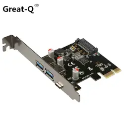 Большой-Q PCIE PCI Express для usb 3,1 type-c 2 порта usb 3,0 pci-e riser card адаптер Тип c реверсивная карта с sata 15 P мощность