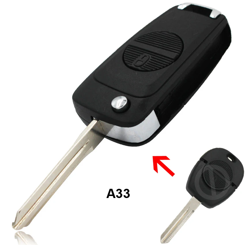

2 Button Folding Flip Key Shell Case Smart Key Housing A33 Blade for Nissan X-trail/Serena/Cargo/Micra/Almera/Terrano/Primera