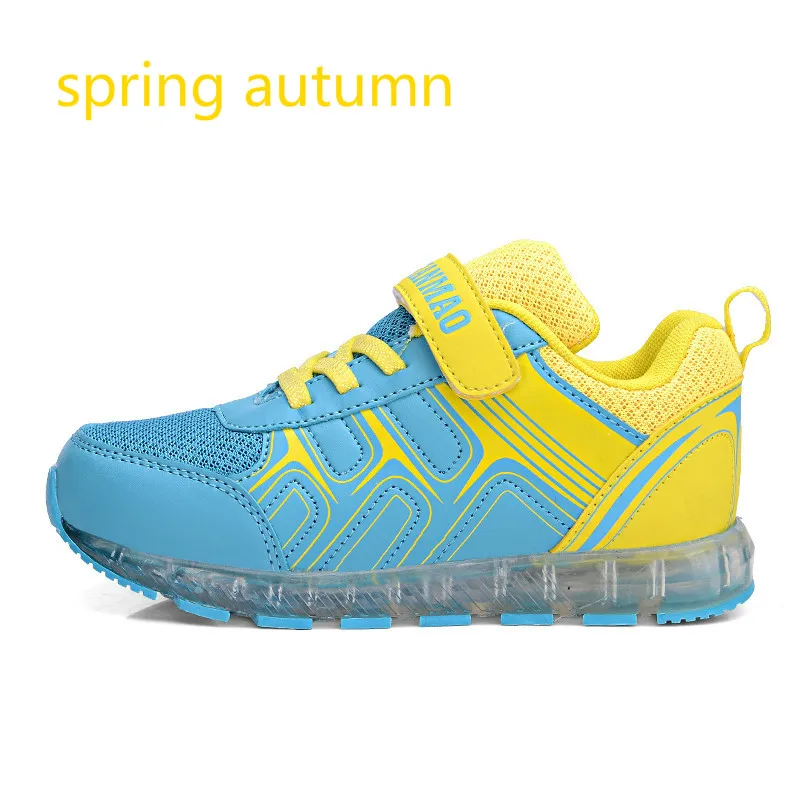 Модная детская обувь на липучках для мальчиков, светящаяся обувь со светодиодами для девочек, светящаяся обувь с USB зарядкой, детская обувь, светящаяся обувь, Размеры 25-37 - Цвет: yellow spring autumn