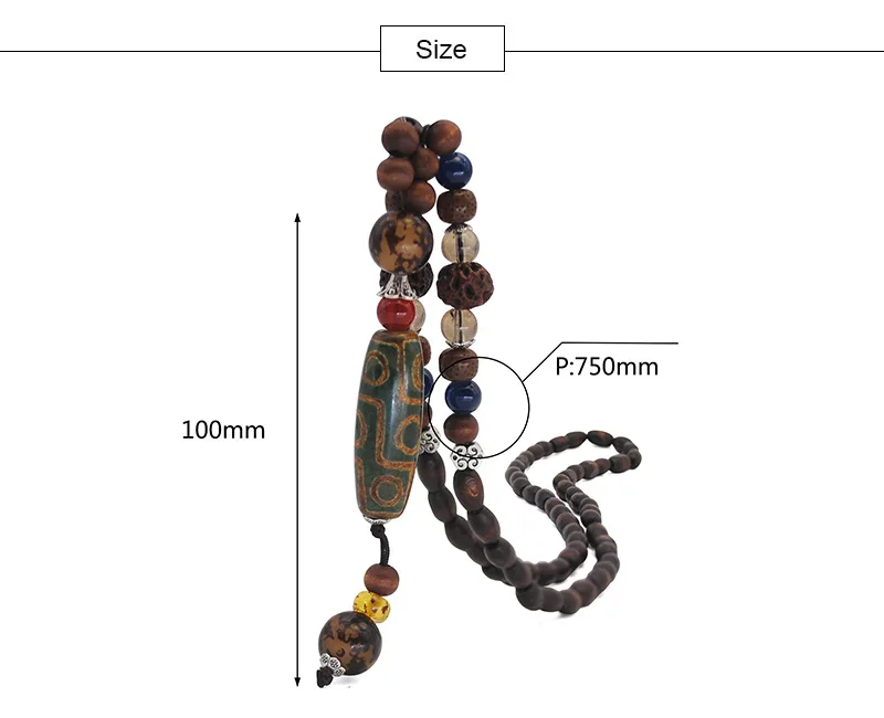 Ожерелье из натурального камня буддийский непальский деревянный длинный бисер ожерелье с волчьими зубами Тибетский кулон для мужчин t collier bois для мужчин и женщин
