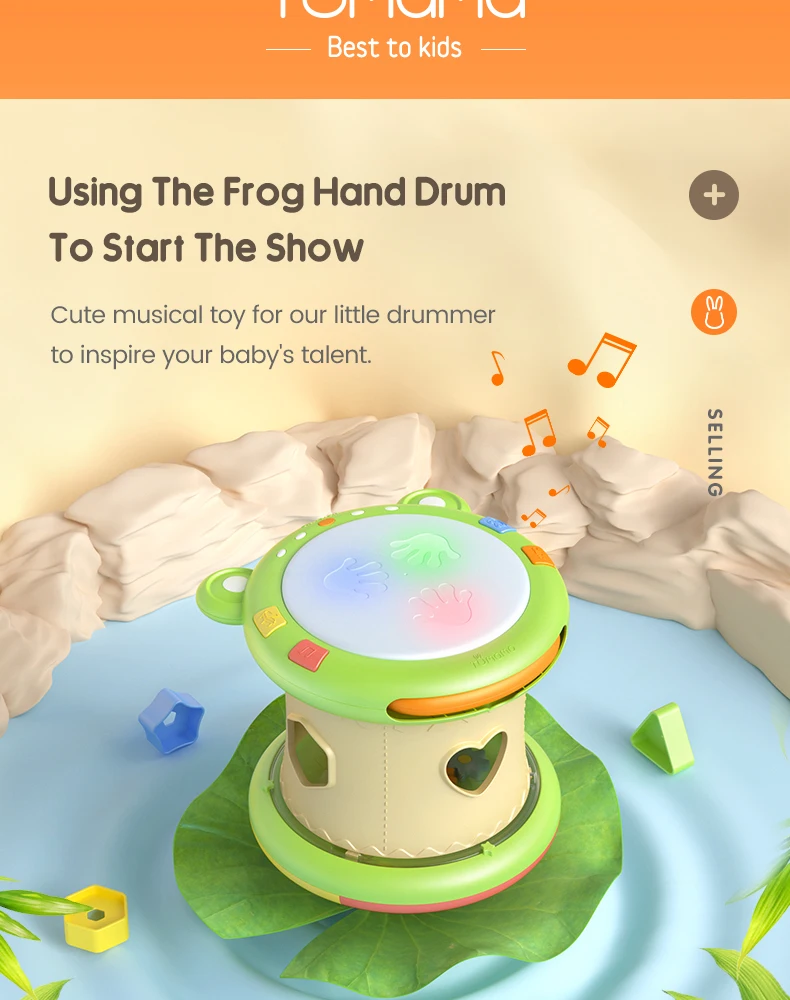 Tumama дети лягушка барабан ребенок ручной барабан дети ПЭТ барабанные музыкальные инструменты Детские игрушки 6-12 месяцев музыкальные