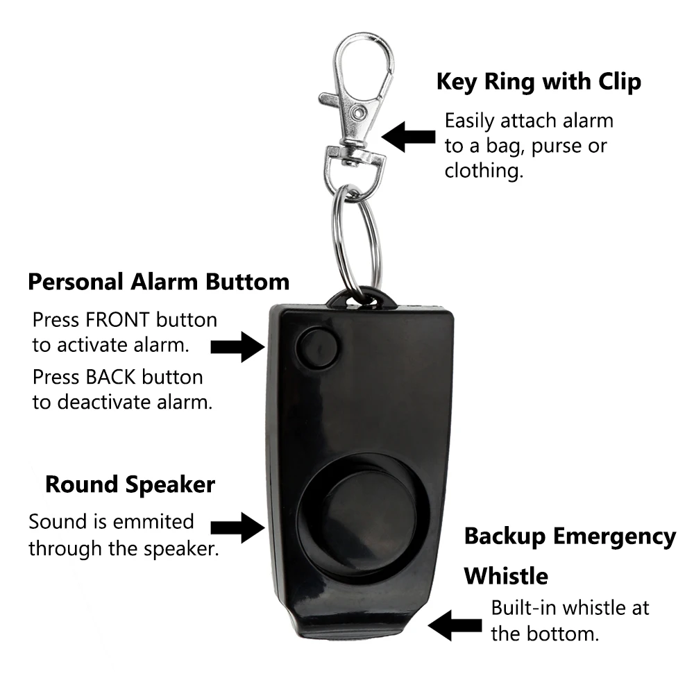 Громкий оповещение атака паника брелок автомобильный ключ кольцо персональный анти-рапсовый прибор брелок с сигнализацией персональный