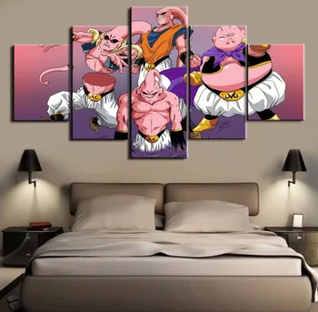

Framework Canvas Painting Wall Art 5 Panel Dragon Ball Buu Animation Poster Decor Modular Pictures For Modern Bedroom Prints