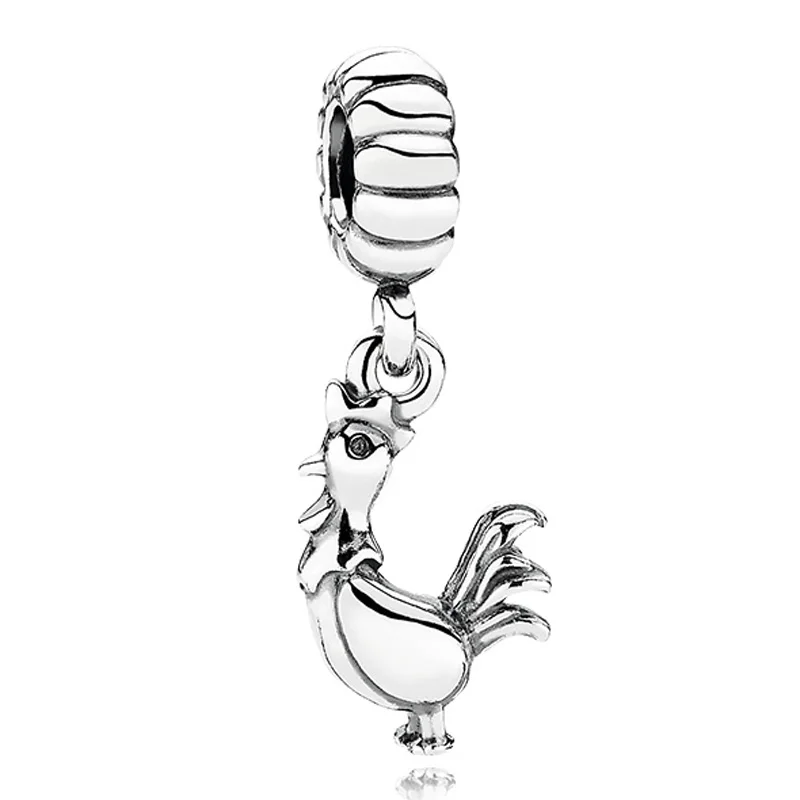 

New 925 Sterling Silver Bead Charm Vintage Cute Chinese Zodiac Rooster Pendant Beads Fit Pandora Bracelet Diy Jewelry