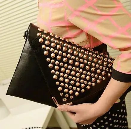 Designer Womens Clutch Bags 2017 For Evening Parties Rivet Women Designer Womens Clutch Bags 2017 For Evening Parties Rivet Women Vintage Envelope Bag Purple Crossbody Leather Purse In Clutches From Luggage