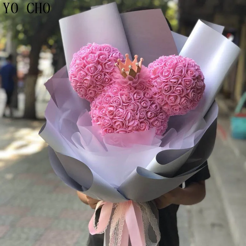 YO CHO-Molde de oso rosa de espuma de 20cm/35cm, modelo de perro rosa,  cabezas de flores artificiales de PE, accesorios de oso rosa, bolsa de  flores, osos - AliExpress Hogar y jardín