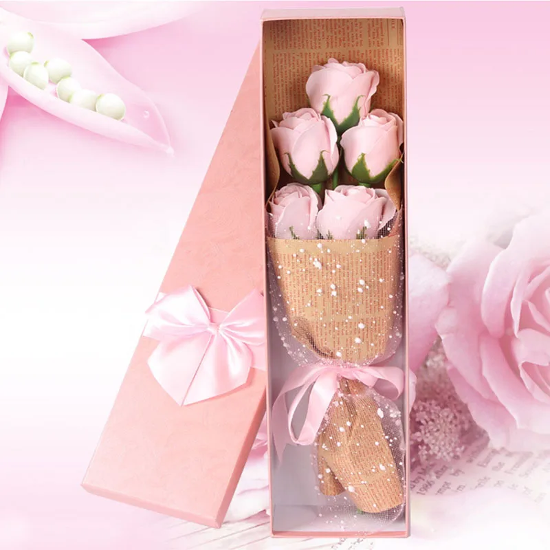 Buy 5pcs / box Rose flower shaped soap bouquet