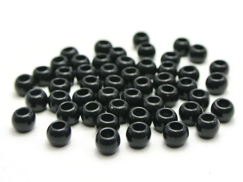 

500 Black Color Acrylic Round Pony Beads 6X4mm for Kids Craft Kandi Bracelet