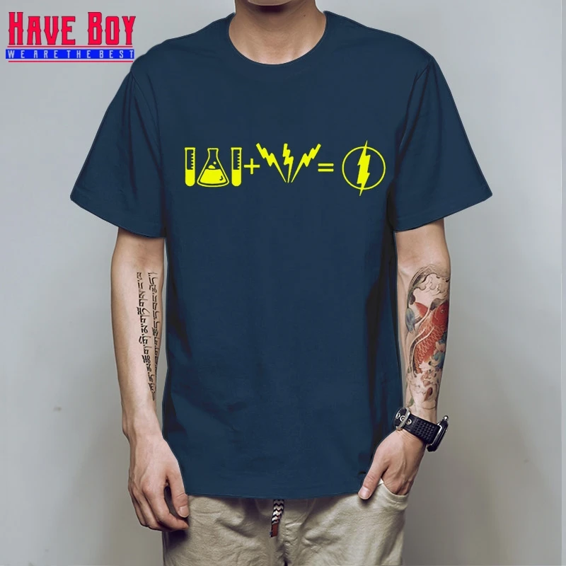 

HAVE BOY Big Bang Theory T Shirts Summer Style Sheldon Cooper Short Sleeve Cotton The Flash Formula Men T-shirt Tops HB360