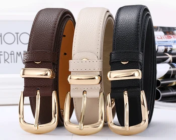 

High Quality Men's Leather Metal Pin Buckle Solid Elegant Punk Waistbands Double-breasted Punching Male Adjustable Belt