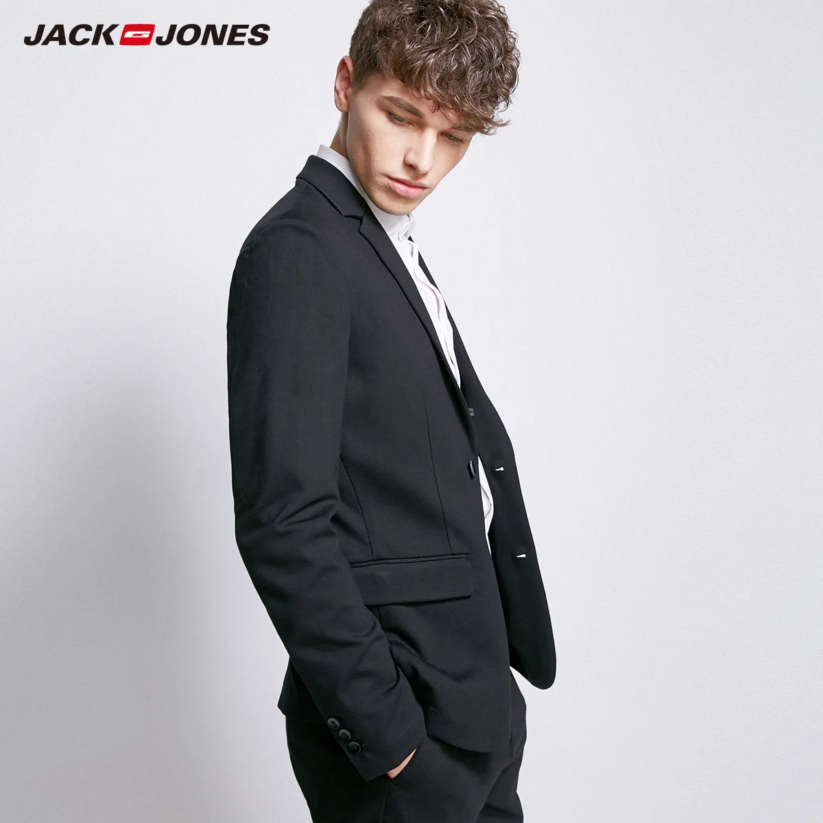 JackJones Мужской легкий стрейч Двубортный повседневный приталенный пиджак мужской блейзер мужской пиджак Terno Masculino 218308503