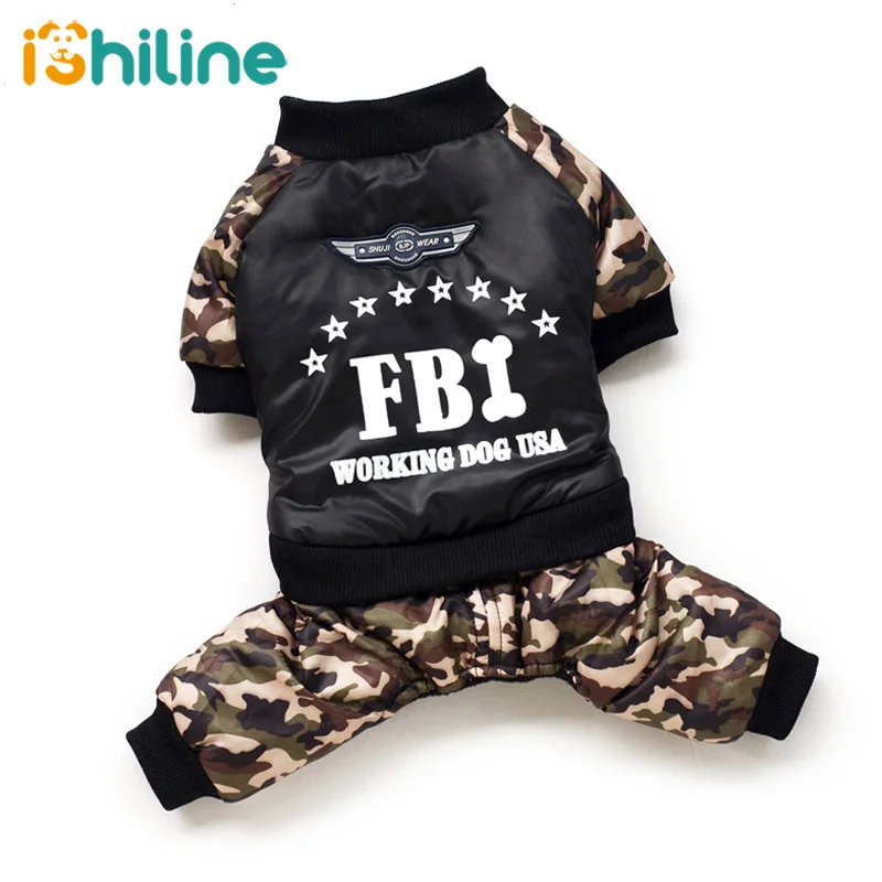 

Cool FBI Pet Dog Clothes Overall Thickening Dog Puppy Jumpsuit Costume Warm Winter Clothing For Boy Dogs Ropa