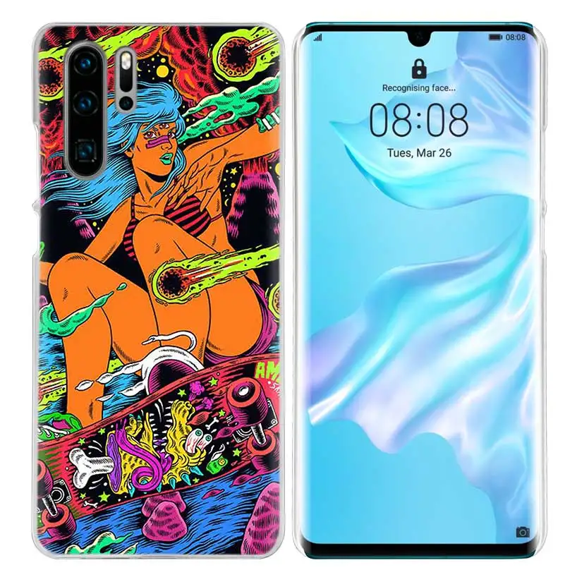 Neon Psychedelic Case for Huawei P20 P Smart Z Plus P30 P10 P9 P8 Mate 10 20 lite Pro Hard PC Luxury Phone Cover Coque - Цвет: 02