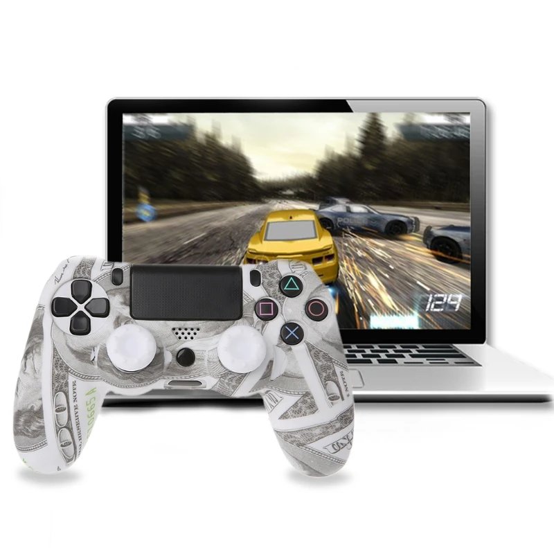 

US Dollar Pattern Silicone Gamepad Cover + 2 Joystick Caps For PS4 Controller