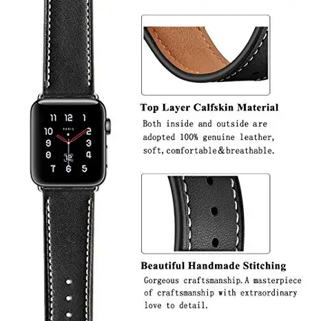 BOX-W совместим с наручных часов Apple Watch 38 мм 40 мм 42 44 мм часы с кожаным ремешком ремешок для iwatch серии 1, 2, 3, 4 года