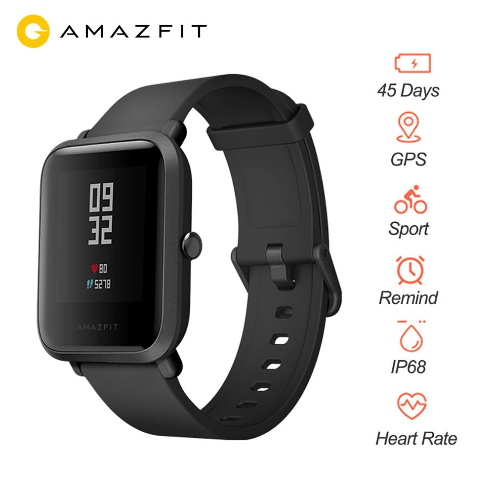 

Xiaomi Huami Smart Watch Amazfit Bip Global Version Bluetooth 4.0 GPS GlonessHeart rate monitor 45 days standby IP68 Smartwatch
