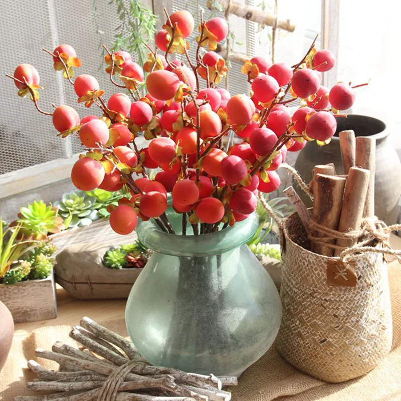 

Decorative PE Peach Artificial fruit Wedding Decoration Fake Peach branch Flowers Centerpieces Decor Peach Flower DF86753