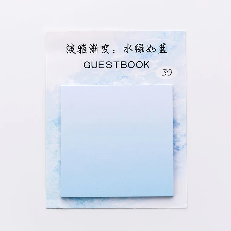 30 Pages Kawaii Memo Pad Block Bookmark Sticky Notes Cute Stationary Thing Study Card Stickers Notepads Office School Supplies - Color: lucid water